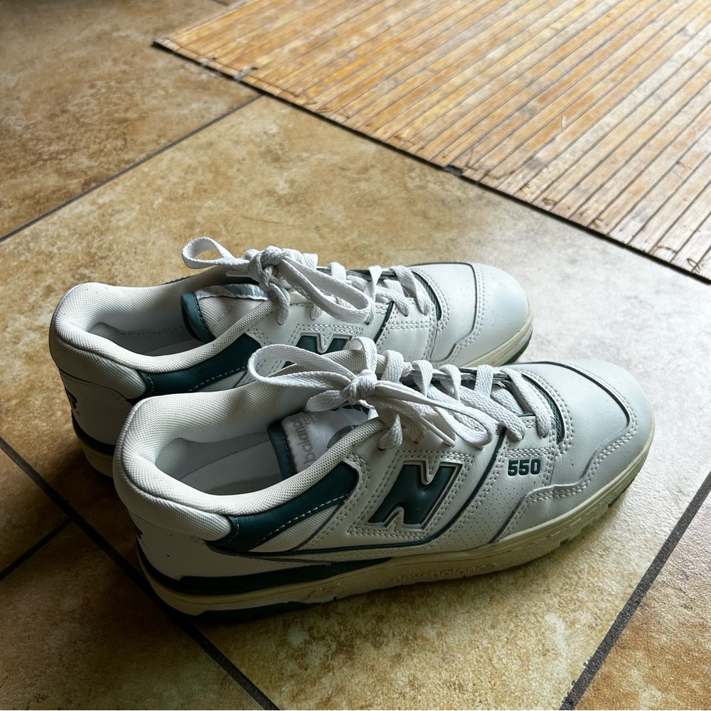 New Balance Sneakers with White and Green Accents